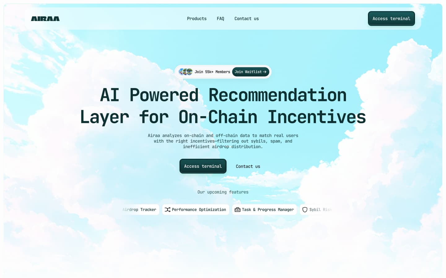 Airaa website design and interface